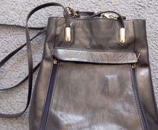 Vintage navy leather bag