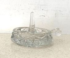 Vintage 1937 Art Deco glass ring holder with handle