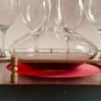 Vintage Wine Decanter Set 6 Large Goblets Brass Gallery Wood Tray Image 7