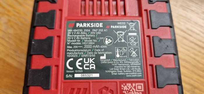 Parkside Battery and charger