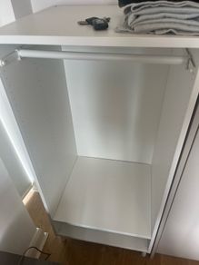 White Wardrobe with Hanging Rail Storage Excellent Condition