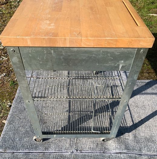 Butcher Block Table Island on wheels