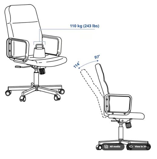 Office Chair - Black - 2x or 1x