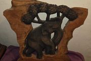 Carved Wooden Elephant Wall Hanging