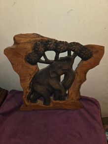 Carved Wooden Elephant Wall Hanging