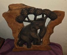 Carved Wooden Elephant Wall Hanging