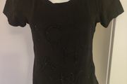 BNWT black detailed fancy stretchy top size UK14 EU42 Postage included