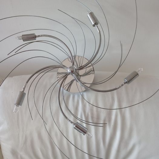 Vintage Pop Art Chrome Swirl Flush Ceiling Light