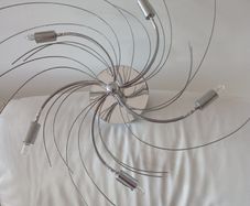 Vintage Pop Art Chrome Swirl Flush Ceiling Light