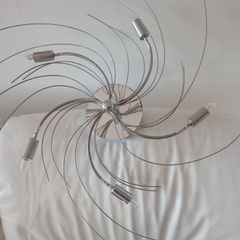 Vintage Pop Art Chrome Swirl Flush Ceiling Light