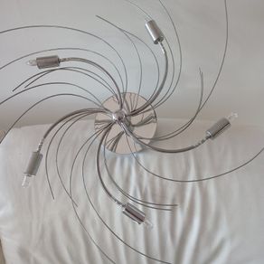 Vintage Pop Art Chrome Swirl Flush Ceiling Light