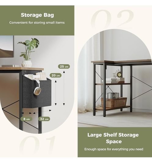 Small L Shaped Desk with Power Outlets,100 cm L Computer Corner Desk