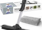 Pet Hair Removal Rubber Broom with Built in Squeegee, 2 in 1 Floor Brush for Carpet, 61 inch Adjustable Handle, includes One Microfiber Cloth