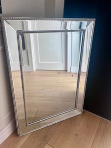 Brushed chrome ornate mirror