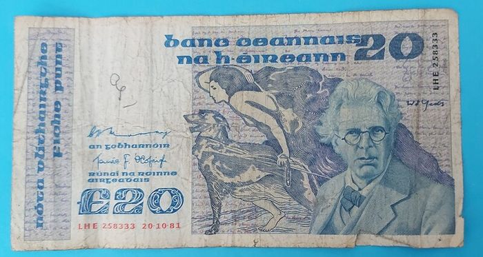 Irish 4 X 1980's  Twenty Pound "YEATS"  banknots in Fine  condition