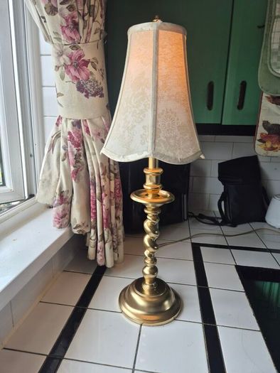 Lamp Vintage Gold metal tall slim table lamp