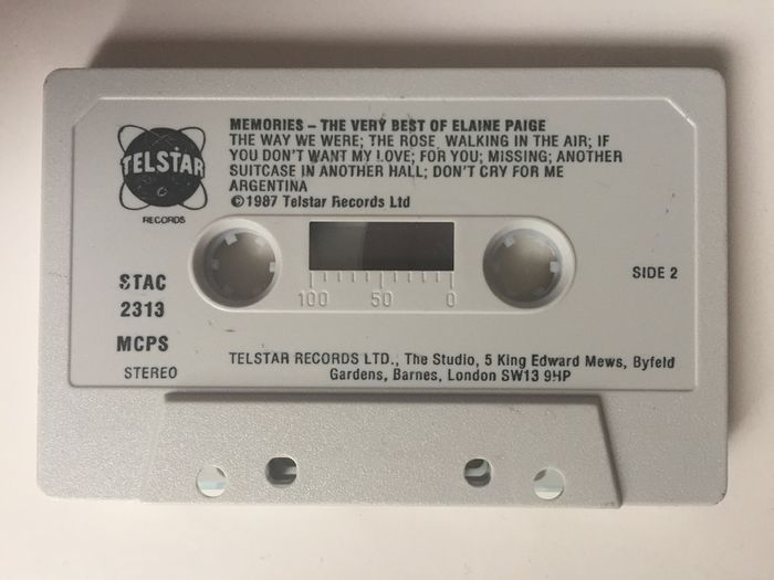 Elaine Paige [1987] The Best Of Elaine Paige: Memories (Cassette Tape Album)