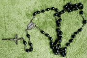 Vintage Rosary with Black Beads and Cross