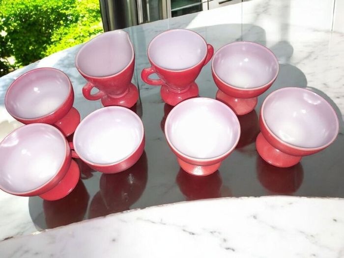 Vintage coral milk glass bundle 1960s