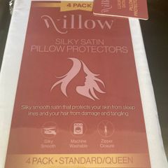 New Willow 4 Pack Luxury Silky Satin Pillow Skin Protectors