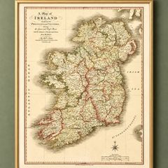 Old Map of Ireland with frame