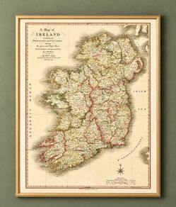 Old Map of Ireland with frame