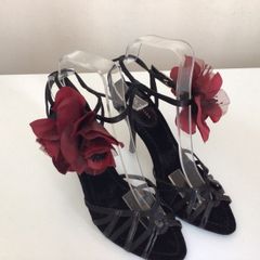 New Karen Millen Black strappy High heel Special Occasion Sandals in box Eu 37 size 4