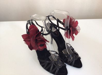 New Karen Millen Black strappy High heel Special Occasion Sandals in box Eu 37 size 4