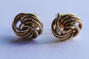 Vintage Solid 9ct Yellow Gold 375 Knot  Stud Earrings,  0,6g