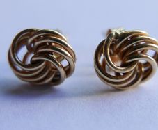 Vintage Solid 9ct Yellow Gold 375 Knot  Stud Earrings,  0,6g