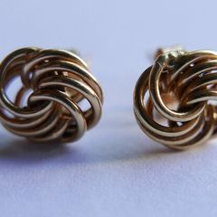 Vintage Solid 9ct Yellow Gold 375 Knot  Stud Earrings,  0,6g