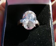 Vintage Sterling Silver 925 White Topaz Ring, Size P - 4,66g