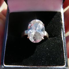 Vintage Sterling Silver 925 White Topaz Ring, Size P - 4,66g