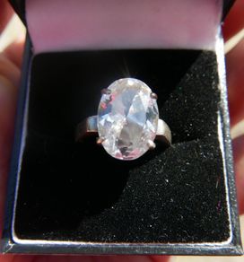 Vintage Sterling Silver 925 White Topaz Ring, Size P - 4,66g