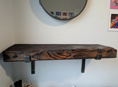 Reclaimed wood Mantle/ Hall shelf