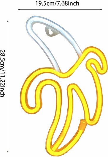 LED Banana Neon Light for Home Decor Battery&USB Operated 28.5cm x 19.5cm x 2cm