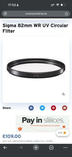 High quality filter thread sigma Sigma 77mm 82mm 92mm WR UV Circular FIlter