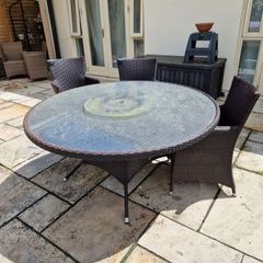 garden table and 3 chairs