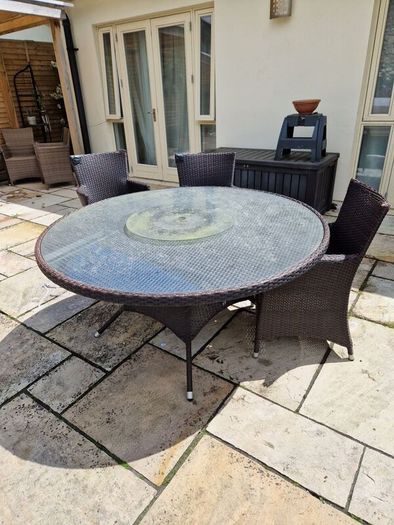 garden table and 3 chairs