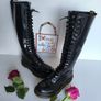 Dr Martens 1b60 20 eye high knee tall patent black boots UK4 EU37 US6 Image 9