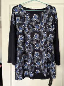 Print Woven Long Sleeved Top