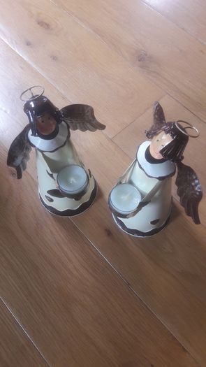 Pair of delightful Christmas Angel tealight holders
