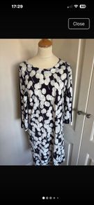 Navy white viscose mix dress size 12