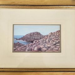 The Giant's Causeway Signed print & Pink lustre pot