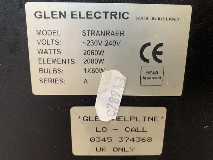 Glen Electric Stranraer 2060W bar heater