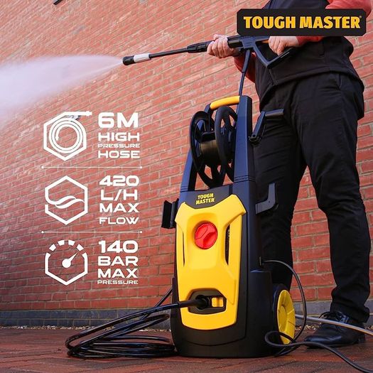 High Power Pressure Washer 1800W High Performance Jet Wash 420 L/H 140 Bar Turbo Nozzle Auto Stop System 6M Hose Portable Electric Jet Washer for Patio Car Garden Home Furniture (FREE SHIPPING)