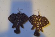 large wooden tribal elephant earrings