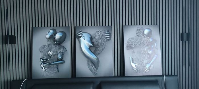 Canvas wall Art couple kiss hug Painting - 3 Pieces