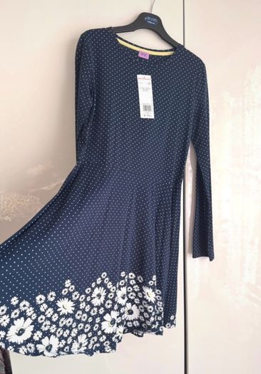 F&F Polka dots Girls Dress 12-13Y | New | Navy Blue Floral