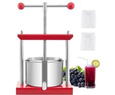 0.8 Gal/3L Fruit Wine Press, 2 Stainless Steel Barrels, Manual Juice Maker, Cider Apple Grape